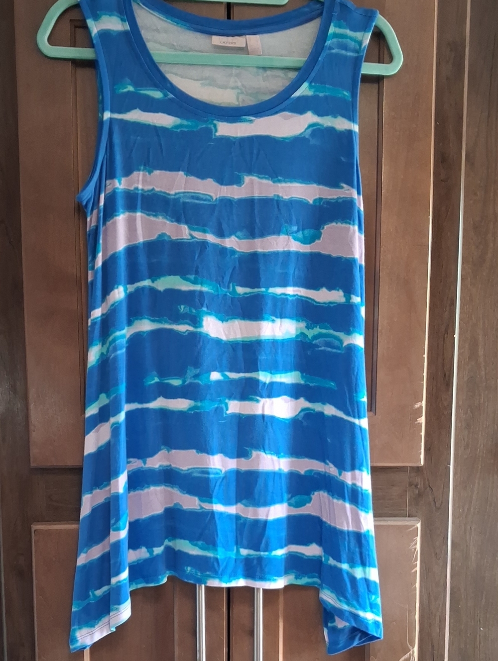 LOGO by Lori Goldstein Blue and White Striped Tank